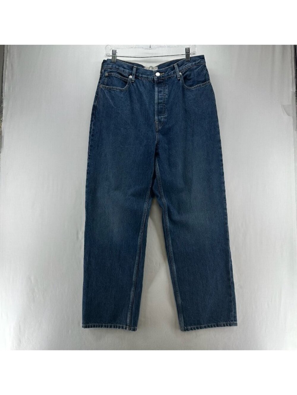 Everlane The Way-High Straight Leg Jeans Women 31 Organic Cotton Button Fly Blue